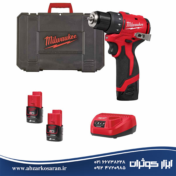 دریل پیچگوشتی ساب کامپکت 12 ولت شارژی میلواکی Milwaukee مدل M12BLDDRC-202C دریل پیچگوشتی ساب کامپکت 12 ولت شارژی میلواکی Milwaukee مدل M12BLDDRC-202C